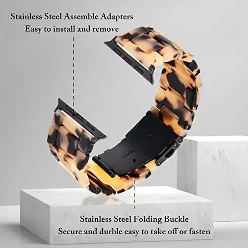 V.R.HOPE Rezindan yasalgan Apple Watch Band bilan mos keladigan ayollar uchun 38mm 40mm 41mm 42mm toshbaqa moda yengil bilaguzuk iWatch Series 11/10/9/8/7/6/5/4/3/2/1/SE3 uchun (Toshbaqa gulli) - 6