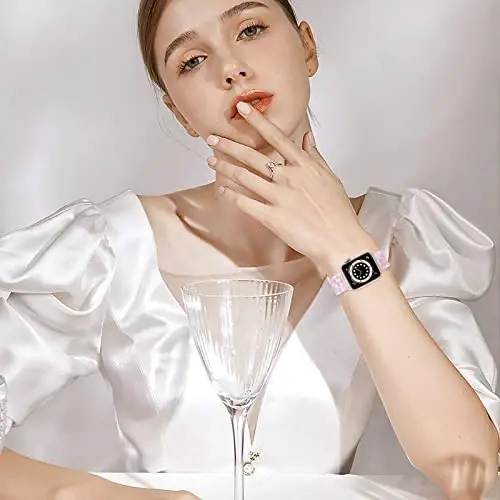 V.R.HOPE Rezindan yasalgan Apple Watch tasmasi Ayollar uchun 38mm 40mm 41mm 42mm тоshbaqa модasi Engil bilaguzuk iWatch Series 11/10/9/8/7/6/5/4/3/2/1/SE3 (Floral pushti) uchun - 2