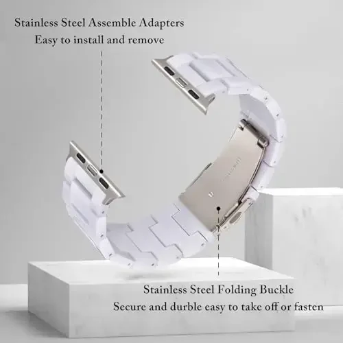 V.R.HOPE Rezindan yasalgan Apple Watch tasmasi ayollar uchun 42mm 44mm 45mm 46mm49mm Starlight moda yengil bilaguzuk iWatch Series Ultra3/11/10/9/8/7/6/5/4/3/2/1/SE3 uchun (Oq starlight) - 4