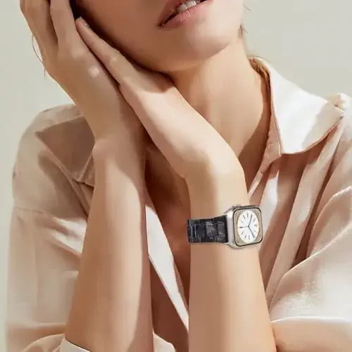 V.R.HOPE smolasi Apple Watch Band bilan mos ayollar uchun 38mm 40mm 41mm 42mm Starlight Fashion yengil bilaguzuk iWatch Series 11/10/9/8/7/6/5/4/3/2/1/SE3(Marble Black) uchun - 6