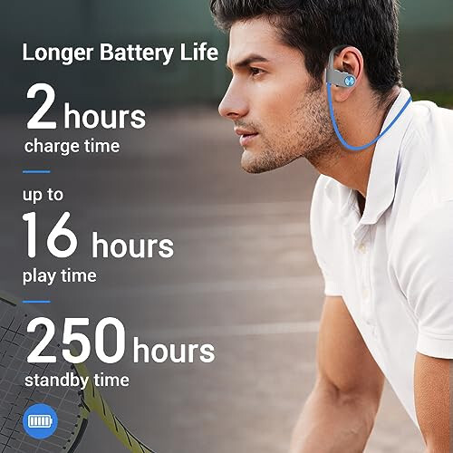 VRIFOZ Bluetooth Headphones, Bluetooth 5.3 IPX7 Waterproof Wireless Sports Earbuds for Workout Gym, 16 Hrs Playtime Running Headphones with Noise Cancelling Mic, HiFi Bass Stereo in-Ear Earphones - 4