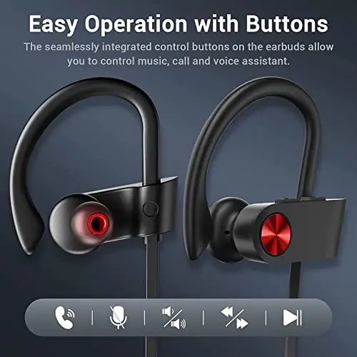 VRIFOZ Bluetooth Headphones, Bluetooth 5.3 IPX7 Waterproof Wireless Sports Earbuds for Workout Gym, 16 Hrs Playtime Running Headphones with Noise Cancelling Mic, HiFi Bass Stereo in-Ear Earphones - 3