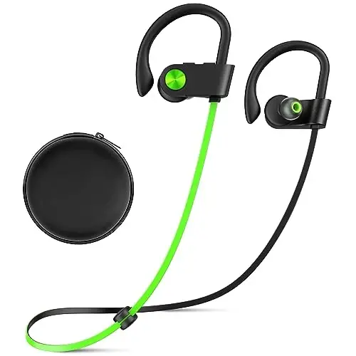 VRIFOZ Bluetooth Headphones, Bluetooth 5.3 IPX7 Waterproof Wireless Sports Earbuds for Workout Gym, 16 Hrs Playtime Running Headphones with Noise Cancelling Mic, HiFi Bass Stereo in-Ear Earphones - 1