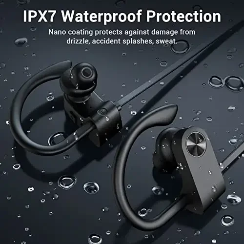 VRIFOZ Bluetooth Headphones, Bluetooth 5.3 IPX7 Waterproof Wireless Sports Earbuds for Workout Gym, 16 Hrs Playtime Running Headphones with Noise Cancelling Mic, HiFi Bass Stereo in-Ear Earphones - 6