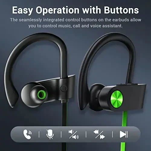 VRIFOZ Bluetooth Headphones, Bluetooth 5.3 IPX7 Waterproof Wireless Sports Earbuds for Workout Gym, 16 Hrs Playtime Running Headphones with Noise Cancelling Mic, HiFi Bass Stereo in-Ear Earphones - 3