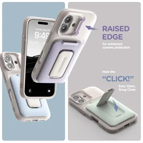 VRS DESIGN iPhone 16 (2024) uchun Orb Case, Premium kartali hamyon g‘ilofi [3 ta karta] iPhone 16 (Marine Green) bilan mos keluvchi mustahkam o‘rnatilgan stend qopqog‘i - 4