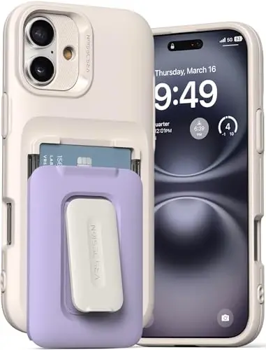 VRS DESIGN iPhone 16 Plus (2024) uchun Orb Case, Premium Kart Hamyon G'ilofi [3 ta karta] Bardoshli O'rnatilgan Stend Qopqog'i iPhone 16 Plus bilan mos (Binafsha) - 1