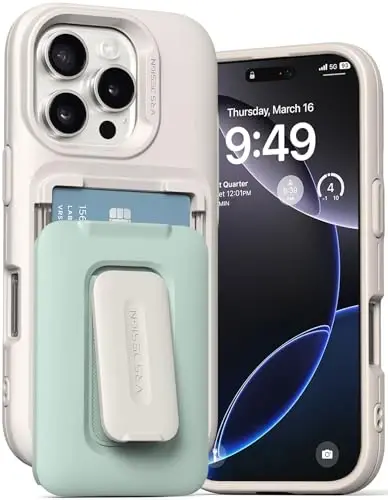 VRS DESIGN Orb Case for iPhone 16 Pro (2024), Premium Card Wallet Case [3 Cards] Durable Built-in Stand Cover Compatible with iPhone 16 Pro (Cotton Blue) - 1