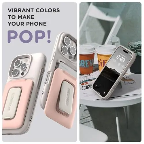 VRS DESIGN Orb Case for iPhone 16 Pro (2024), Premium Card Wallet Case [3 Cards] Durable Built-in Stand Cover Compatible with iPhone 16 Pro (Pink Sand) - 3