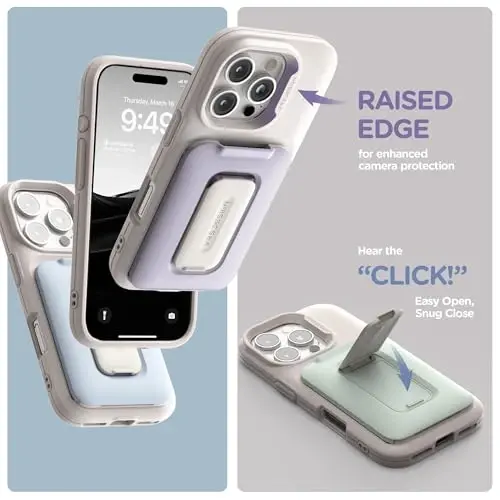 VRS DESIGN iPhone 16 Pro (2024) uchun Orb Case, Premium Kart Hamyon G'ilofi [3 ta karta] iPhone 16 Pro bilan mos keladigan chidamli o'rnatilgan stend qopqog'i (Cotton Blue) - 5