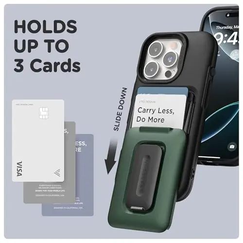 VRS DESIGN Orb Case for iPhone 16 Pro Max (2024), Premium Card Wallet Case [3 Cards] Durable Built-in Stand Cover Compatible with iPhone 16 Pro Max (Matte Black) - 2