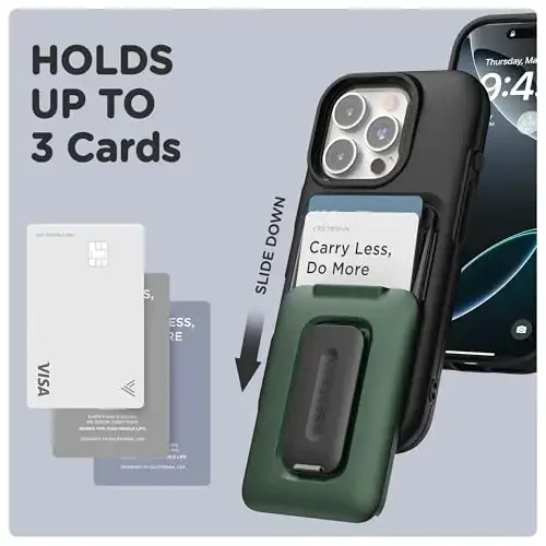 VRS DESIGN iPhone 16 Pro Max (2024) uchun Orb Case, Premium kartali hamyon g‘ilofi [3 ta karta] Bardoshli o‘rnatilgan stend qopqog‘i iPhone 16 Pro Max bilan mos (Matte Black) - 2