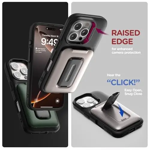 VRS DESIGN iPhone 16 Pro Max (2024) uchun Orb Case, Premium kartali hamyon g‘ilofi [3 ta karta] Bardoshli o‘rnatilgan stend qopqog‘i iPhone 16 Pro Max bilan mos (Matte Black) - 5