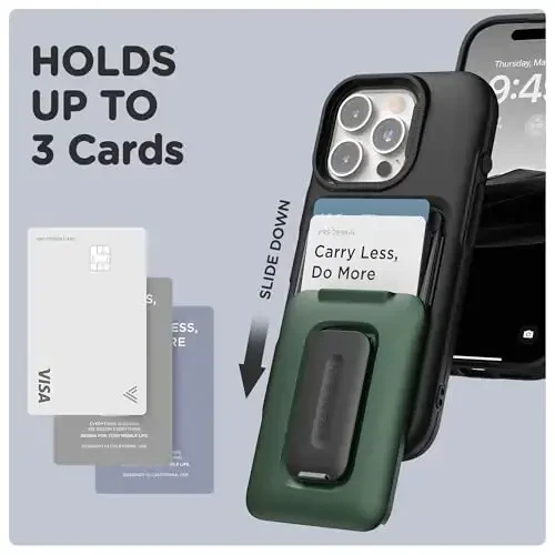 VRS DESIGN Orb Case for iPhone 16 Pro (2024), Premium Card Wallet Case [3 Cards] Durable Built-in Stand Cover Compatible with iPhone 16 Pro (Metallic Green) - 2