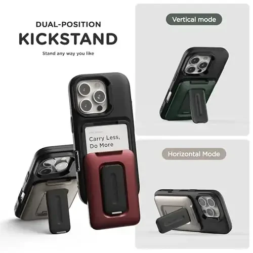 VRS DESIGN Orb Case for iPhone 16 Pro (2024), Premium Card Wallet Case [3 Cards] Durable Built-in Stand Cover Compatible with iPhone 16 Pro (Metallic Green) - 6