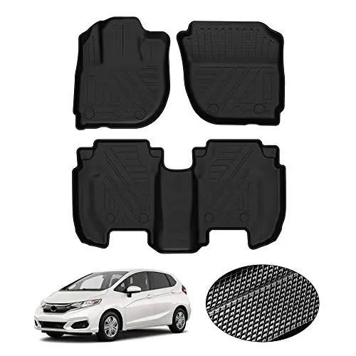 Всепогодные автомобильные коврики KUST для Honda Fit 2015 2016 2017 2018 2019 2020, модельные коврики 1-го и 2-го ряда, черные нескользящие 