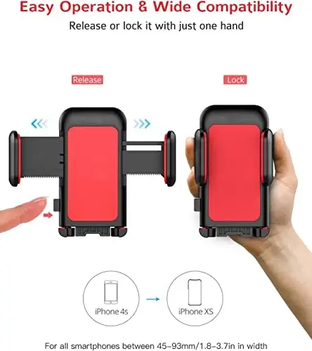 VSSMSSA Avtomobil uchun telefon ushlagichi, CD uyasi, Bir qo'l bilan boshqarish, iPhone14 13 12 Mini 11 Pro XR XS MAX Galaxy S20 S20+ S10 Red bilan mos keladi - 3