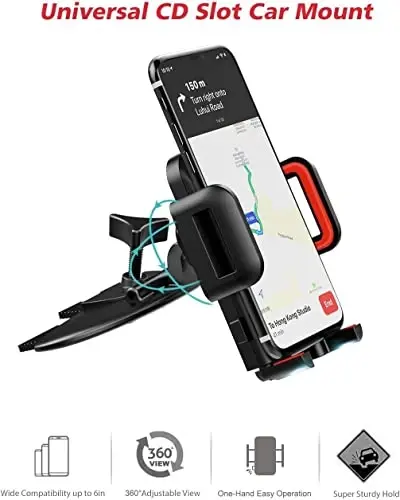 VSSMSSA Cell Phone Holder for Car, CD Slot Mount, One-Handed Operation, Compatible with iPhone14 13 12 Mini 11 Pro XR XS MAX Galaxy S20 S20+ S10 Red - 7