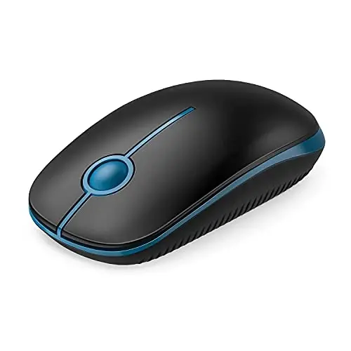 Vssoplor Wireless Mouse, 2.4G Slim Portable Computer Laptop Mouse with Nano Receiver Quiet Silent Optical Mice for Notebook, PC, Laptop, Computer-Black and Sapphire Blue - 1