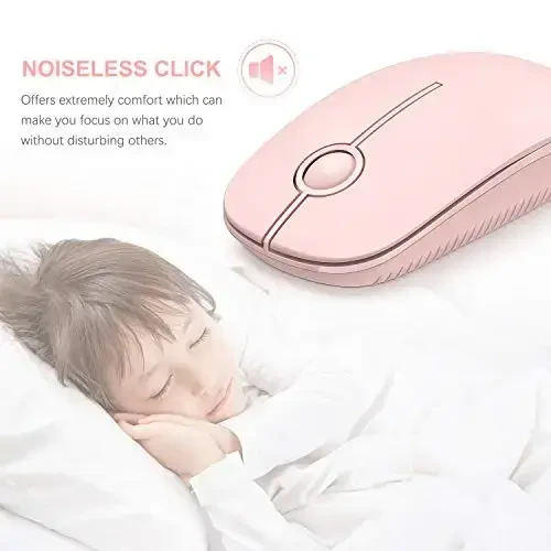 VssoPlor Wireless Mouse, 2.4G Slim Portable Computer Laptop Mouse with Nano Receiver Quiet Silent Optical Mice for Notebook, PC, Laptop, Computer-Pure Pink - 2