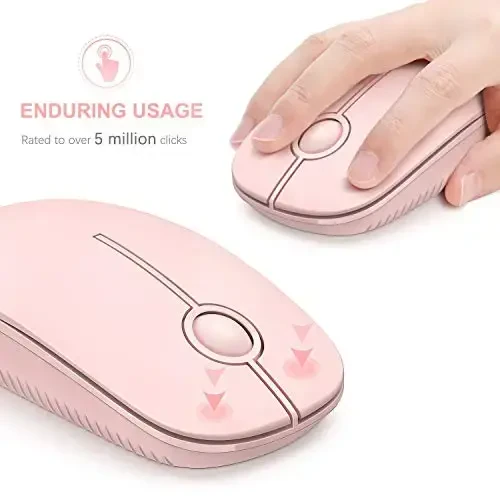 VssoPlor Wireless Mouse, 2.4G Slim Portable Computer Laptop Mouse with Nano Receiver Quiet Silent Optical Mice for Notebook, PC, Laptop, Computer-Pure Pink - 3