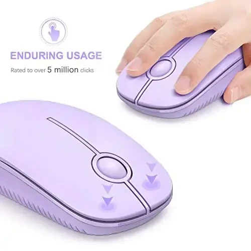 VssoPlor Wireless Mouse, 2.4G Slim Portable Computer Laptop Mouse with Nano Receiver Quiet Silent Optical Mice for Notebook, PC, Laptop, Computer-Light Purple - 3
