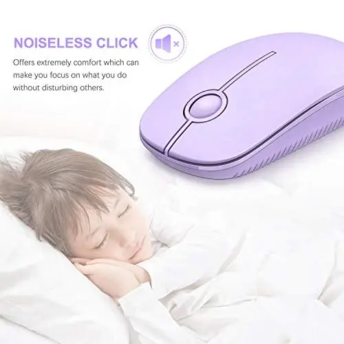 VssoPlor Wireless Mouse, 2.4G Slim Portable Computer Laptop Mouse with Nano Receiver Quiet Silent Optical Mice for Notebook, PC, Laptop, Computer-Light Purple - VSSOPLOR (1)