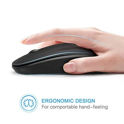 VssoPlor Wireless Mouse, 2.4G Slim Portable Computer Laptop Mouse with Nano Receiver Quiet Silent Optical Mice for Notebook, PC, Laptop, Computer-Black - 4