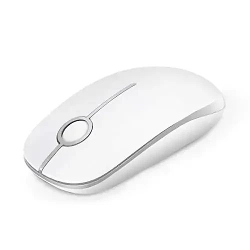 VssoPlor Wireless Mouse, 2.4G Slim Portable Computer Laptop Mouse with Nano Receiver Quiet Silent Optical Mice for Notebook, PC, Laptop, Computer-White and Silver - VSSOPLOR