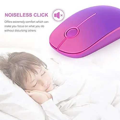 VssoPlor Wireless Mouse, 2.4G Slim Portable Computer Laptop Mouse with Nano Receiver Quiet Silent Optical Mice for Notebook, PC, Laptop, Computer-Gradient Purple - 2