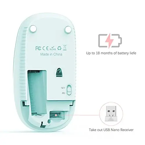 VssoPlor Wireless Mouse, 2.4G Slim Portable Computer Laptop Mouse with Nano Receiver Quiet Silent Optical Mice for Notebook, PC, Laptop, Computer-Mint Green to Purple - 5
