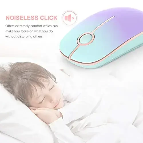 VssoPlor Wireless Mouse, 2.4G Slim Portable Computer Laptop Mouse with Nano Receiver Quiet Silent Optical Mice for Notebook, PC, Laptop, Computer-Mint Green to Purple - VSSOPLOR (1)