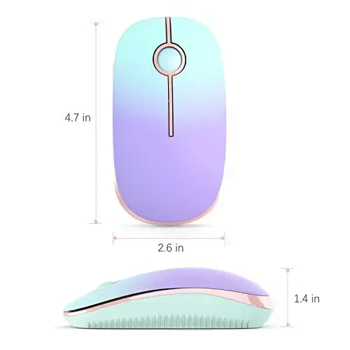 VssoPlor Wireless Mouse, 2.4G Slim Portable Computer Laptop Mouse with Nano Receiver Quiet Silent Optical Mice for Notebook, PC, Laptop, Computer-Mint Green to Purple - 7