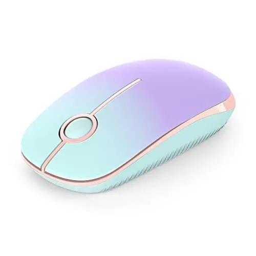 VssoPlor Wireless Mouse, 2.4G Slim Portable Computer Laptop Mouse with Nano Receiver Quiet Silent Optical Mice for Notebook, PC, Laptop, Computer-Mint Green to Purple - 1