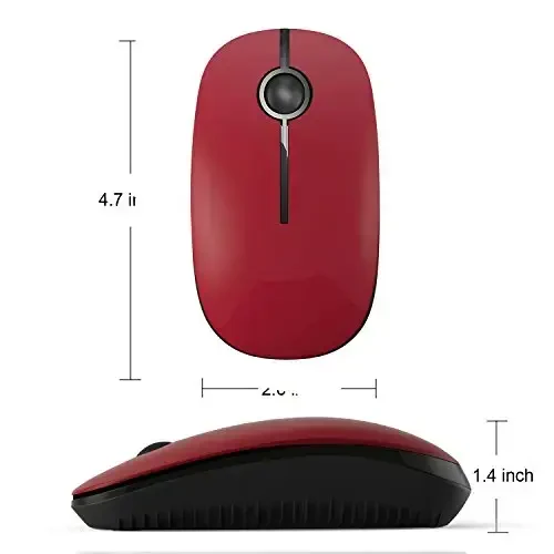 VssoPlor Wireless Mouse, 2.4G Slim Portable Computer Laptop Mouse with Nano Receiver Quiet Silent Optical Mice for Notebook, PC, Laptop, Computer-Black and Red - 5
