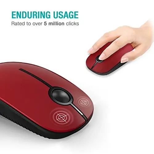 VssoPlor Wireless Mouse, 2.4G Slim Portable Computer Laptop Mouse with Nano Receiver Quiet Silent Optical Mice for Notebook, PC, Laptop, Computer-Black and Red - 3