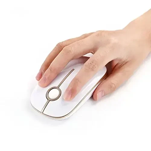 VssoPlor Wireless Mouse, 2.4G Slim Portable Computer Laptop Mouse with Nano Receiver Quiet Silent Optical Mice for Notebook, PC, Laptop, Computer-White and Gold - 5