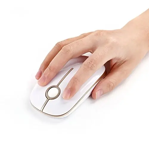 VssoPlor Wireless Mouse, 2.4G Slim Portable Computer Laptop Mouse with Nano Receiver Quiet Silent Optical Mice for Notebook, PC, Laptop, Computer-White and Gold - 5