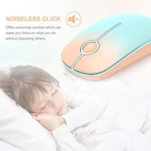 VssoPlor Wireless Mouse, 2.4G Slim Portable Computer Mice with Nano Receiver for Notebook, PC, Laptop, Computer (Orange to Green) - 2