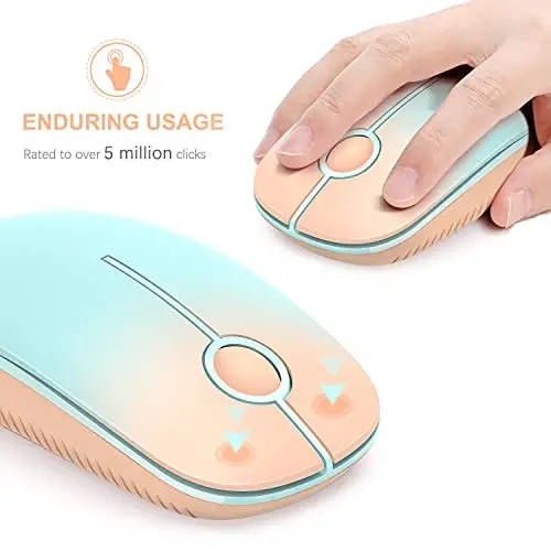 VssoPlor Wireless Mouse, 2.4G Slim Portable Computer Mice with Nano Receiver for Notebook, PC, Laptop, Computer (Orange to Green) - 3