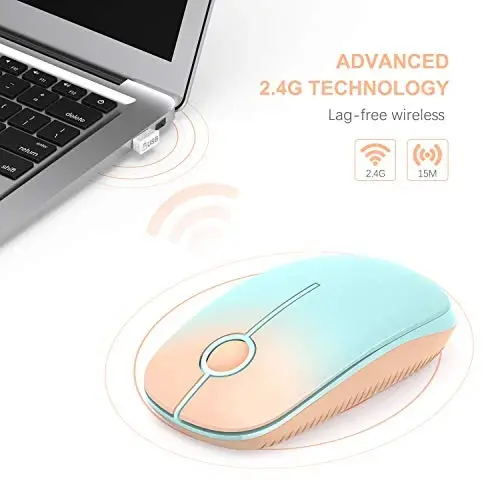 VssoPlor Wireless Mouse, 2.4G Slim Portable Computer Mice with Nano Receiver for Notebook, PC, Laptop, Computer (Orange to Green) - 4
