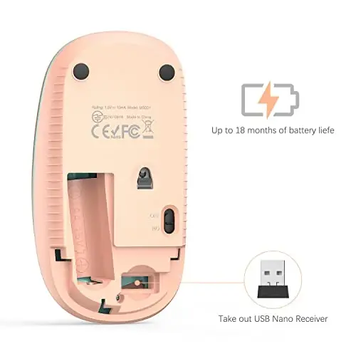 VssoPlor Wireless Mouse, 2.4G Slim Portable Computer Mice with Nano Receiver for Notebook, PC, Laptop, Computer (Orange to Green) - 5
