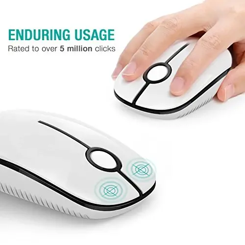 VssoPlor Wireless Mouse, 2.4G Slim Portable Computer Mice with Nano Receiver for Notebook, PC, Laptop, Computer-Black and White - 2