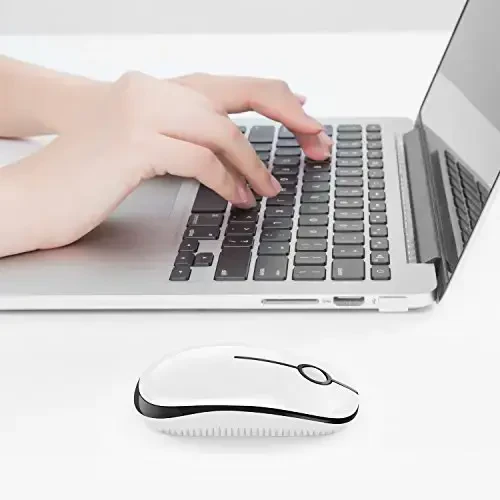 VssoPlor Wireless Mouse, 2.4G Slim Portable Computer Mice with Nano Receiver for Notebook, PC, Laptop, Computer-Black and White - 5