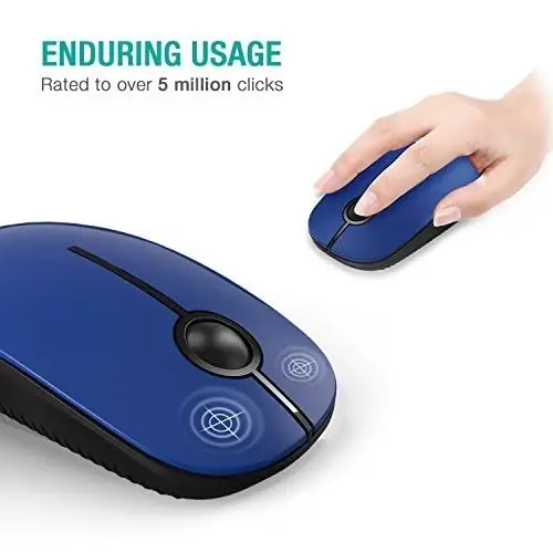 VssoPlor Wireless Mouse, 2.4G Slim Portable Computer Mice with Nano Receiver for Notebook, PC, Laptop, Computer-Black Blue - 4