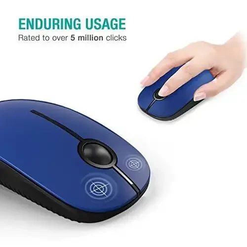 VssoPlor Wireless Mouse, 2.4G Slim Portable Computer Mice with Nano Receiver for Notebook, PC, Laptop, Computer-Black Blue - 4