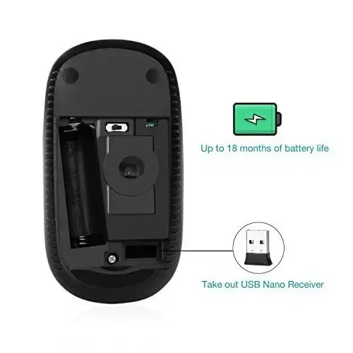 VssoPlor Wireless Mouse, 2.4G Slim Portable Computer Mice with Nano Receiver for Notebook, PC, Laptop, Computer-Black Blue - 7