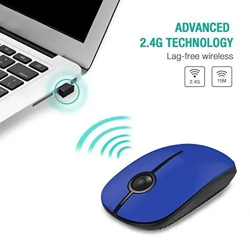 VssoPlor Wireless Mouse, 2.4G Slim Portable Computer Mice with Nano Receiver for Notebook, PC, Laptop, Computer-Black Blue - 3
