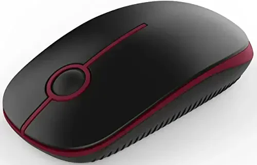 VssoPlor Wireless Mouse, 2.4G Slim Portable Quiet Computer Mice with Nano Receiver for Notebook, PC, Laptop, Computer-Black and Wine Red 