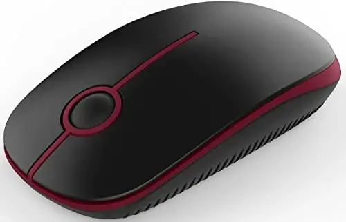 VssoPlor Wireless Mouse, 2.4G Slim Portable Quiet Computer Mice with Nano Receiver for Notebook, PC, Laptop, Computer-Black and Wine Red - 1